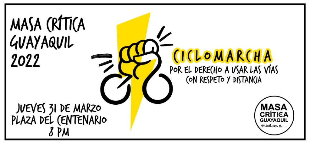 Ven a la ciclomarcha de Masa Crítica Guayaquil este 31 de marzo
